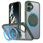 For iPhone 16 360-degree Rotating MagSafe Magnetic Holder Phone Case(Green) - 1