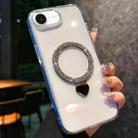 For iPhone 16e Love Glitter Powder MagSafe Holder Phone Case with Lens Film(Silver) - 1