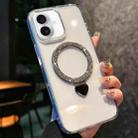 For iPhone 16 Love Glitter Powder MagSafe Holder Phone Case with Lens Film(Silver) - 1