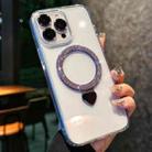 For iPhone 15 Pro Max Love Glitter Powder MagSafe Holder Phone Case with Lens Film(Purple) - 1