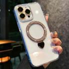For iPhone 15 Pro Love Glitter Powder MagSafe Holder Phone Case with Lens Film(Gold) - 1