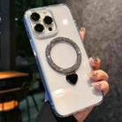 For iPhone 14 Pro Love Glitter Powder MagSafe Holder Phone Case with Lens Film(Black) - 1