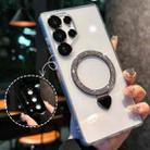 For Samsung Galaxy S24 Ultra 5G Love Glitter Powder MagSafe Holder Phone Case with Lens Film(Silver) - 1