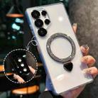For Samsung Galaxy S25 Ultra 5G Love Glitter Powder MagSafe Holder Phone Case with Lens Film(Silver) - 1