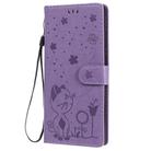 For Samsung Galaxy Note 20 Cat Bee Embossing Pattern Shockproof Horizontal Flip Leather Case with Holder & Card Slots & Wallet(Purple) - 2