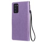 For Samsung Galaxy Note 20 Cat Bee Embossing Pattern Shockproof Horizontal Flip Leather Case with Holder & Card Slots & Wallet(Purple) - 3