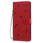 For Samsung Galaxy Note 20 Cat Bee Embossing Pattern Shockproof Horizontal Flip Leather Case with Holder & Card Slots & Wallet(Red) - 2