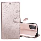 For Samsung Galaxy Note 20 Cat Bee Embossing Pattern Shockproof Horizontal Flip Leather Case with Holder & Card Slots & Wallet(Rose Gold) - 1