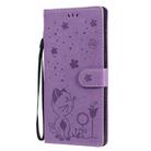 For Samsung Galaxy Note 20 Ultra Cat Bee Embossing Pattern Shockproof Horizontal Flip Leather Case with Holder & Card Slots & Wallet(Purple) - 2