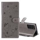 For Samsung Galaxy Note 20 Ultra Cat Bee Embossing Pattern Shockproof Horizontal Flip Leather Case with Holder & Card Slots & Wallet(Grey) - 1