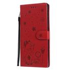 For Samsung Galaxy Note 20 Ultra Cat Bee Embossing Pattern Shockproof Horizontal Flip Leather Case with Holder & Card Slots & Wallet(Red) - 2