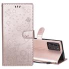 For Samsung Galaxy Note 20 Ultra Cat Bee Embossing Pattern Shockproof Horizontal Flip Leather Case with Holder & Card Slots & Wallet(Rose Gold) - 1