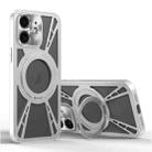 For iPhone 12 Cooling Hollow Metal Holder MagSafe Phone Case(Silver) - 1