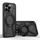 For iPhone 15 Pro Max Cooling Hollow Metal Holder MagSafe Phone Case(Black) - 1