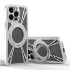 For iPhone 15 Pro Max Cooling Hollow Metal Holder MagSafe Phone Case(Silver) - 1