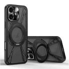 For iPhone 16 Cooling Hollow Metal Holder MagSafe Phone Case(Black) - 1