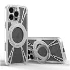 For iPhone 16 Pro Cooling Hollow Metal Holder MagSafe Phone Case(Silver) - 1