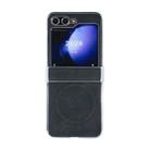 For Samsung Galaxy Z Flip5 5G Electroplated PC Sheepskin Invisible Magnetic MagSafe Folding Phone Case(Black) - 1