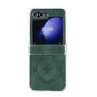 For Samsung Galaxy Z Flip5 5G Electroplated PC Sheepskin Invisible Magnetic MagSafe Folding Phone Case(Green) - 1