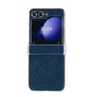 For Samsung Galaxy Z Flip5 5G Electroplated PC Sheepskin Invisible Magnetic MagSafe Folding Phone Case(Blue) - 1