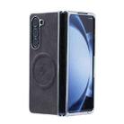 For Samsung Galaxy Z Fold6 5G Electroplated PC Sheepskin Invisible Magnetic MagSafe Folding Phone Case(Black) - 1