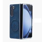 For Samsung Galaxy Z Fold5 5G Electroplated PC Sheepskin Invisible Magnetic MagSafe Folding Phone Case(Blue) - 1