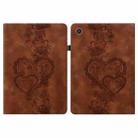 For Lenovo Tab Plus Love Hearts Embossed Leather Tablet Case(Brown) - 1