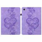 For Lenovo Tab Plus Love Hearts Embossed Leather Tablet Case(Purple) - 1