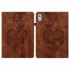 For Lenovo Tab M9 Love Hearts Embossed Leather Tablet Case(Brown) - 1
