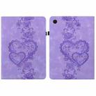 For Samsung Galaxy Tab A8 10.5 2021 Love Hearts Embossed Leather Smart Tablet Case(Purple) - 1