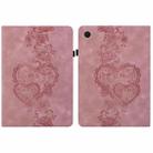 For Samsung Galaxy Tab A8 10.5 2021 Love Hearts Embossed Leather Smart Tablet Case(Pink) - 1