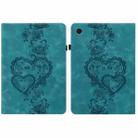 For Samsung Galaxy Tab A8 10.5 2021 Love Hearts Embossed Leather Smart Tablet Case(Green) - 1