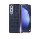 For Samsung Galaxy Z Fold6 5G Electroplated PC Crocodile Pattern Folding Phone Case(Black) - 1