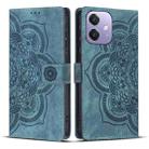 For OPPO A3 4G / 5G / A40 4G Mandala Embossed Retro Frosted Leather Phone Case(Blue) - 1