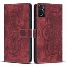 For OPPO A76 4G / A96 4G Mandala Embossed Retro Frosted Leather Phone Case(Red) - 1