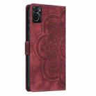 For OPPO A76 4G / A96 4G Mandala Embossed Retro Frosted Leather Phone Case(Red) - 3