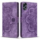 For OPPO A58 4G Mandala Embossed Retro Frosted Leather Phone Case(Purple) - 1