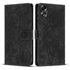 For OPPO A58 4G Mandala Embossed Retro Frosted Leather Phone Case(Black) - 1