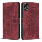 For OPPO A78 4G Mandala Embossed Retro Frosted Leather Phone Case(Red) - 1