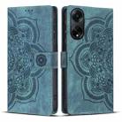 For OPPO A98 5G Mandala Embossed Retro Frosted Leather Phone Case(Blue) - 1