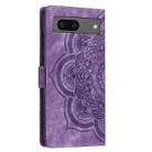 For Google Pixel 8 Mandala Embossed Retro Frosted Leather Phone Case(Purple) - 3