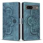 For Google Pixel 8a Mandala Embossed Retro Frosted Leather Phone Case(Blue) - 1