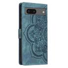 For Google Pixel 8a Mandala Embossed Retro Frosted Leather Phone Case(Blue) - 3