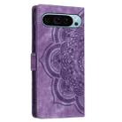 For Google Pixel 9 / 9 Pro Mandala Embossed Retro Frosted Leather Phone Case(Purple) - 3