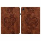 For Samsung Galaxy Tab A9 Love Hearts Embossed Leather Tablet Case(Brown) - 1