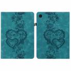 For Samsung Galaxy Tab A9 Love Hearts Embossed Leather Tablet Case(Green) - 1