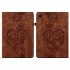 For Samsung Galaxy Tab A9+ Love Hearts Embossed Leather Tablet Case(Brown) - 1