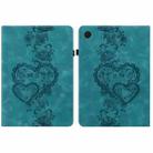 For Samsung Galaxy Tab A9+ Love Hearts Embossed Leather Tablet Case(Green) - 1