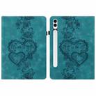 For Samsung Galaxy Tab S10+ / S9+ / S8+ Love Hearts Embossed Leather Tablet Case(Green) - 1