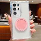 For Samsung Galaxy S22 Ultra 5G Dreamland Transparent MagSafe Holder Phone Case(Pink) - 1